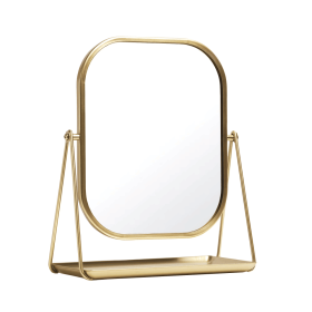 Round Edge Tabletop Easel Mirror with a Modern Gold Finish Vanity Mirror 7" x 5"