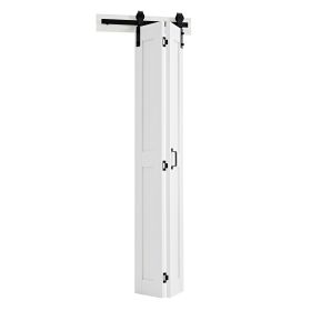 Bifold Barn Door, 24" x 84", MDF Bi-Fold Sliding Closet Doors, Hardware Kit Included, H-Frame Space-Saving Design, Need to Assemble, for Bedroom