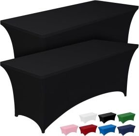 Pureegg Spandex Tablecloth 6ft - 2 Pack, Fitted and Tight Cloth for Rectangle Table, Wrinkle-Free and Stretch Table Cover for Party, Wedding