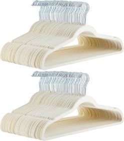 Slim, Velvet, Non-Slip, Space-Saving Suit Clothes Hangers, Pack of 100, Ivory/Beige