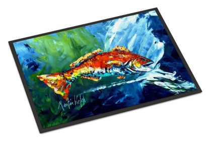 NEW Break Through Red Fish Doormat Front Door Mat Indoor Outdoor Rugs for Entryway, Non Slip Washable Low Pile, 18H X 27W