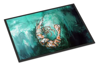 NEW A Touch of Blue Shrimp Doormat Front Door Mat Indoor Outdoor Rugs for Entryway, Non Slip Washable Low Pile, 18H X 27W