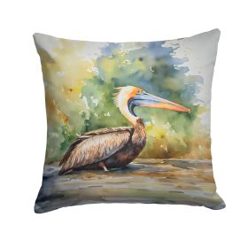 Pelican Throw Pillow Machine Washable, Indoor Outdoor Decorative Pillow for Couch, Bed or Patio, 14Hx14W