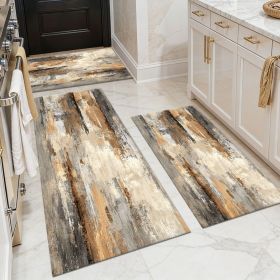 Three-piece kitchen rug set, non-slip and washable, abstract pattern kitchen hallway rug, soft and comfortable, suitable for sinks, floors, entra (Main Color: White, Main Material: Polyester)