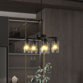 6-Light Modern Farmhouse Black Chandelier, Contemporary Dining Room Light Fixture, Adjustable Height Hanging Industrial Pendant Lights Kitchen Is (Option: Black)